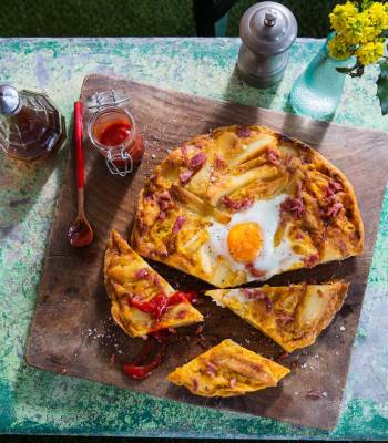 Ham, egg and chip tortilla