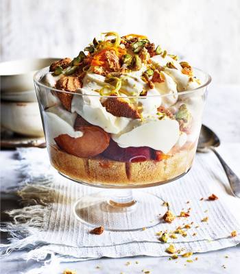 Marsala-soaked peach and ricotta trifle