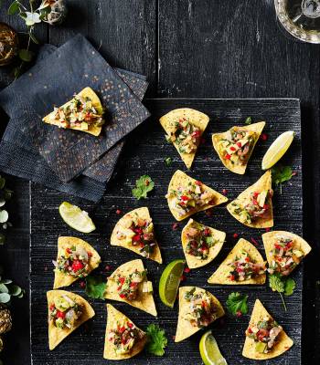 Mexican salmon tostadas