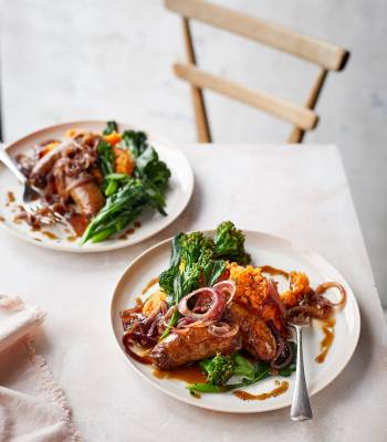Sausages with sage ‘n’ squash mash