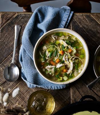 Chicken and leek noodle soup