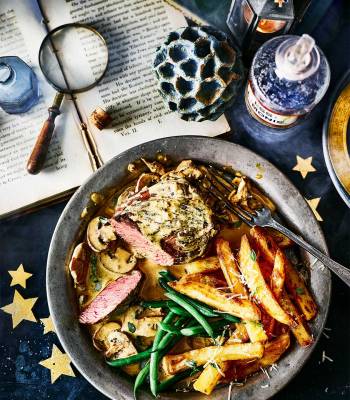 Venison steak Diane with truffle fries