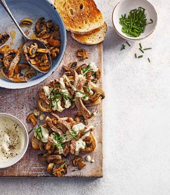 Steak and mushrooms on toast 