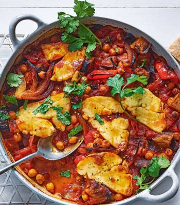 Smoky halloumi bake