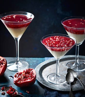 Vanilla muhallebi with pomegranate jelly