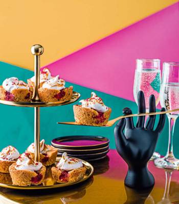 Raspberry and toasted meringue cakes