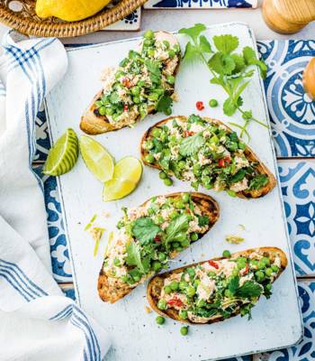 Crab and pea bruschetta