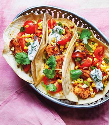 Chicken and corn tacos