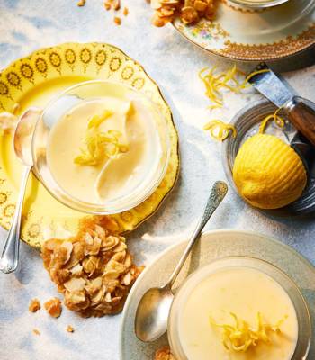 Lemon posset with almond snaps