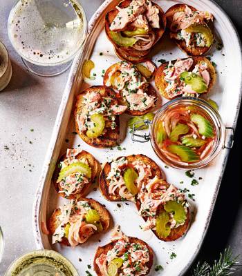 Salmon rillettes with pickled celery