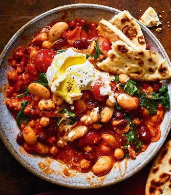 Three bean, tomato and ajvar stew
