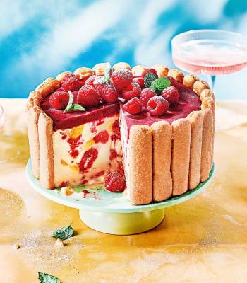 Limoncello and raspberry ice-cream charlotte 