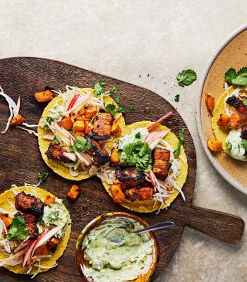 Chipotle pork belly and apple tacos