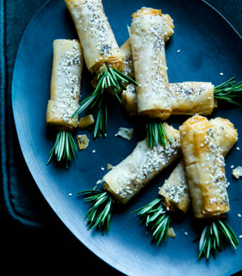Cheesy filo broomsticks