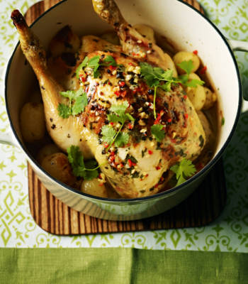Pot-roast chicken with chilli and coconut