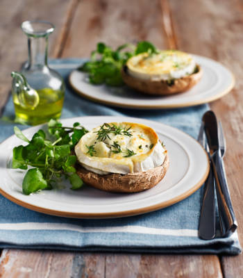 French goats' cheese on mushrooms