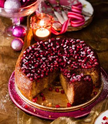 Gluten-free clementine and pomegranate cake