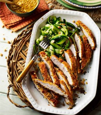  Crumbed katsu-style chicken with peanut salad  