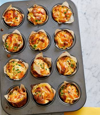 Smoked salmon, pea and Parmesan mini frittatas