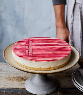 Rhubarb and custard cheesecake