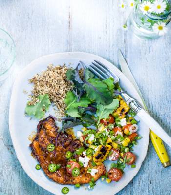 Spicy turkey steaks with corn salsa