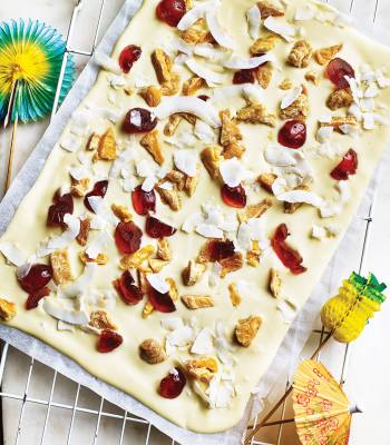Pina colada white chocolate bark
