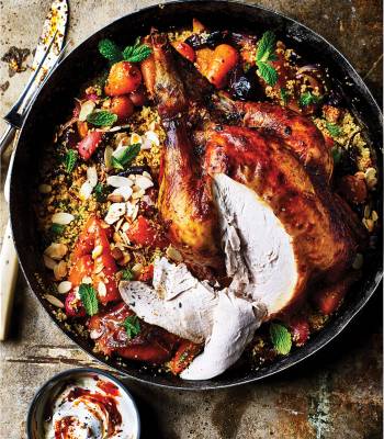 Moroccan roast chicken with root vegetable couscous