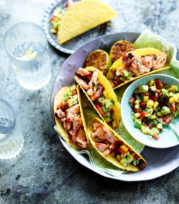 Gin and tonic salmon tacos