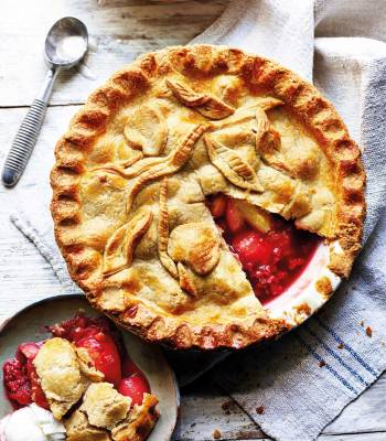 Nectarine and raspberry pie with brown sugar pastry