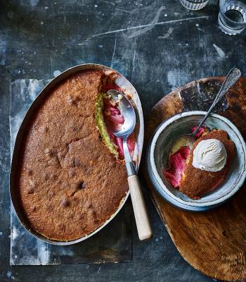 Rhubarb and buttermilk-almond sponge 