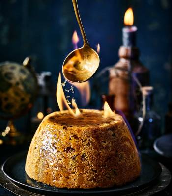 Golden glow Christmas pudding