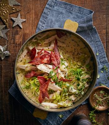 Creamy mustard chicken and leeks