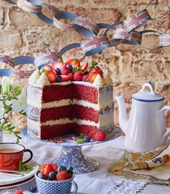 White chocolate red velvet cake