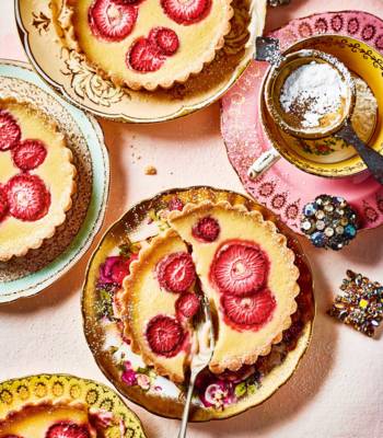 Strawberry custard tarts