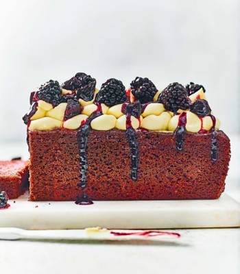 Blackberry red velvet loaf cake