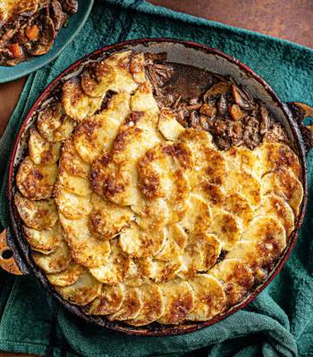 Beef and mushroom pie with creamy parsnip crust