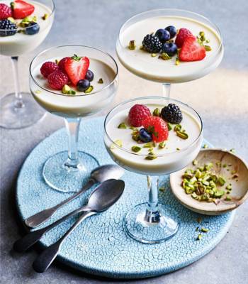 Cardamom panna cotta with summer berries