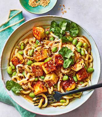 Hot honey halloumi noodles
