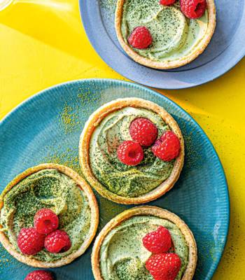 Raspberry and matcha tartlets