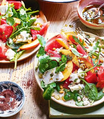 Watermelon and nectarine salad with sumac dressing