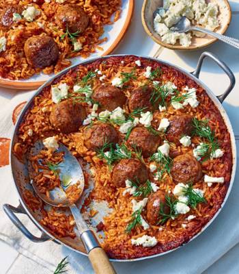 Greek-ish meatball baked rice