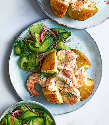 Prawn Skagen stuffed potatoes 