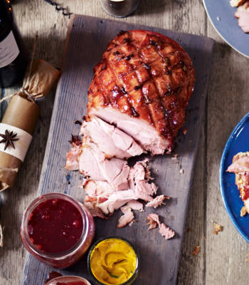 Spiced gammon cooked in cider 