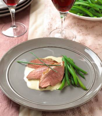 Duck breasts with a piquant lime and ginger sauce