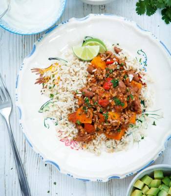 Pork, bean and sweet potato chilli