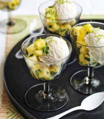 Cheat’s lime, coconut and rum ice cream 
