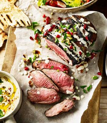 Moroccan lamb with pomegranate, pistachios and fattoush salad 
