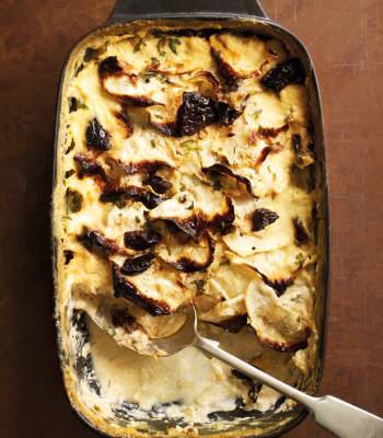 Celeriac and prune dauphinoise
