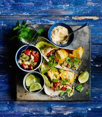 Beer-battered tofu tacos with a chipotle cashew ‘soured cream’