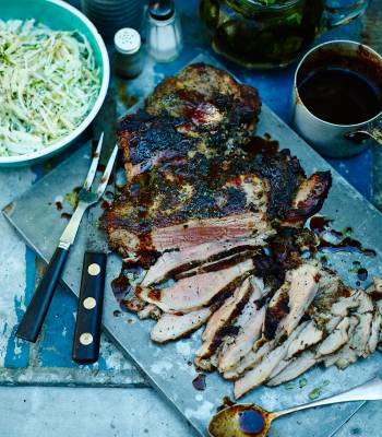 Butterflied lamb with Kentucky mop sauce   